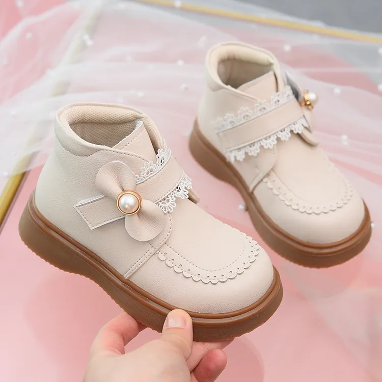 女童马丁靴皮靴公主靴秋季软底冬季加绒靴子真皮小女孩短靴二棉鞋