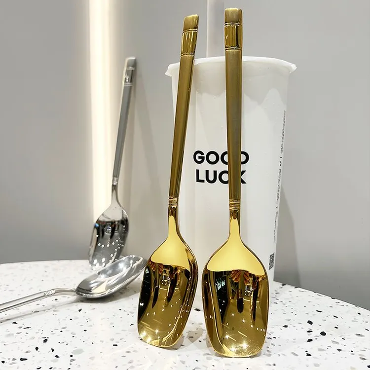 精致勺子高颜值轻奢家用汤勺喂饭勺学生吃饭勺网红勺韩式长勺