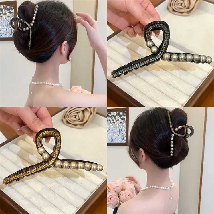 熹金 高级感亚克力链条抓夹女超闪后脑勺鲨鱼夹盘发夹抓头饰