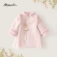 MOMOCO冬季女童新中式裙甜美国风沁粉佳人加棉连衣裙75830471006