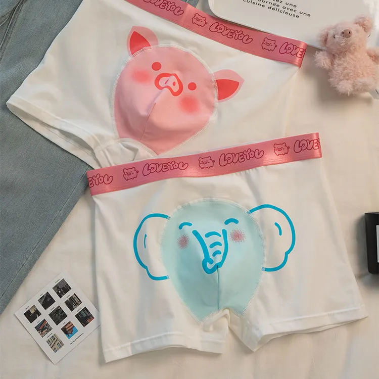 男士内裤大象95棉秋冬抑菌卡通可爱搞怪男生宽松大码男士四角内裤