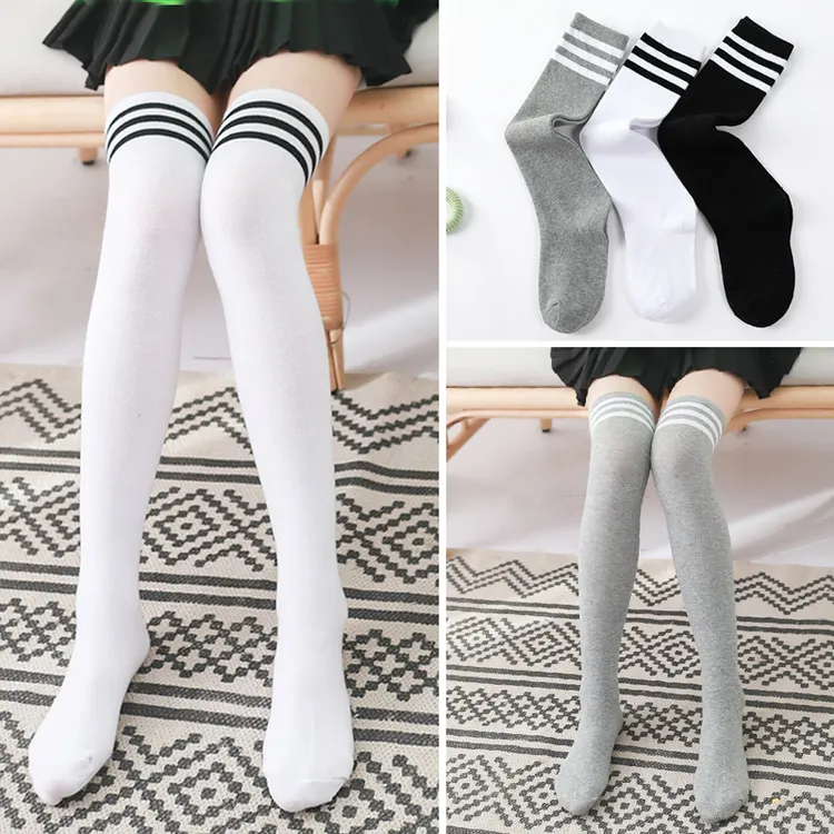 女童长筒袜子春秋薄款中大童小孩过膝中筒袜洋气外穿儿童高筒袜子