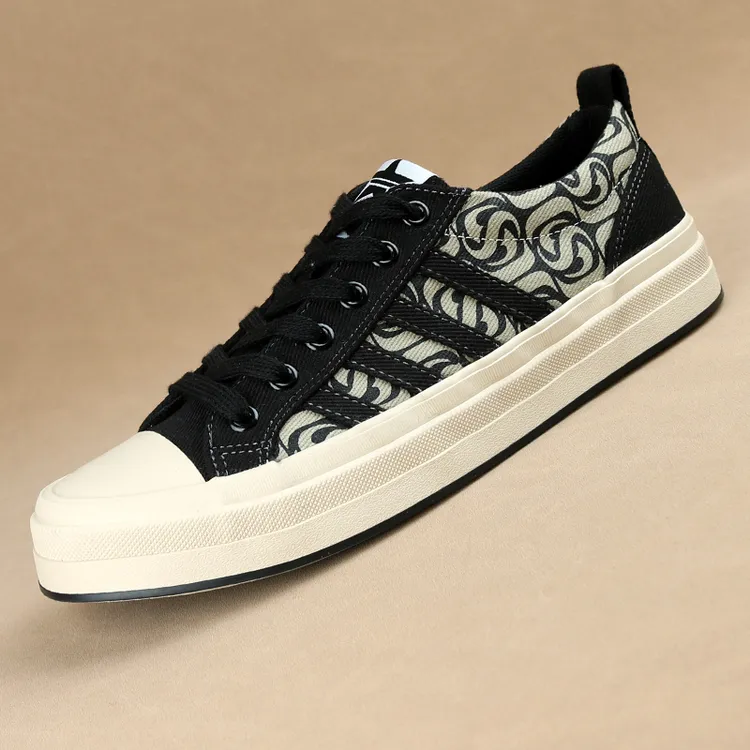 2025春夏新款百搭潮流舒适男士帆布鞋时尚休闲透气一脚蹬板鞋