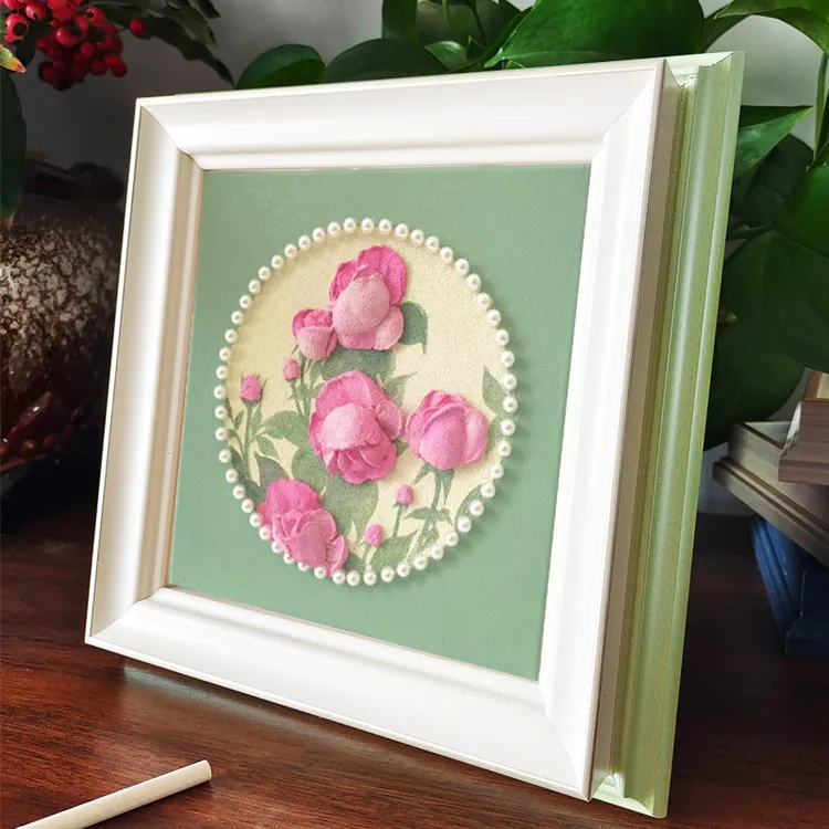 石英砂丙烯肌理画家居框外框空框莫兰迪清新复古简约装裱数字油画