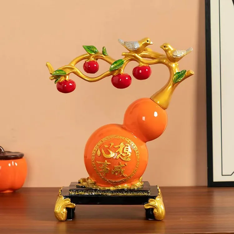 葫芦摆件手工轻奢高档创意玄关欧式新房珐琅彩卧室结婚中式