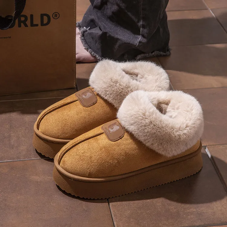 厚底雪地靴女2025加厚新款加绒保暖软底厚底防滑一脚蹬毛毛棉鞋女
