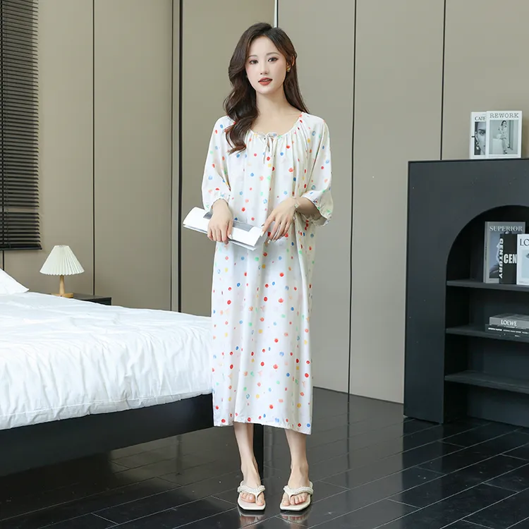 【家居服睡裙】家居裙连衣裙女春秋夏季薄款家居裙高级感短袖睡裙