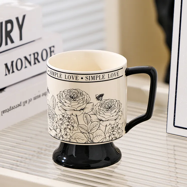 马克杯复古喝水杯咖啡杯轻奢大容量家用个人厨房情侣陶瓷杯女士
