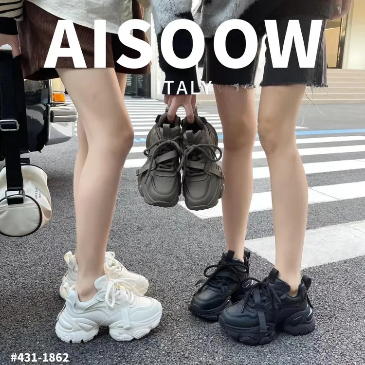 艾蘇女鞋专柜加绒老爹鞋女厚底休闲运动鞋百搭鞋子潮