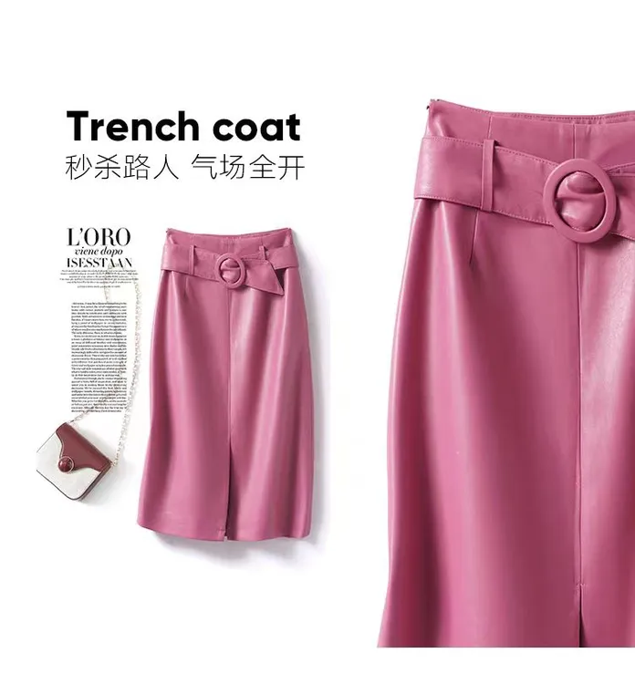 海宁真皮皮裙半身裙女2025春秋季新款高腰包臀裙一步裙显瘦半身裙