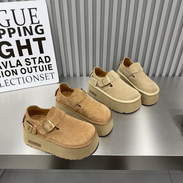 2024四季爆款厚底透气舒适磨砂搭扣潮流时尚休闲高档轻奢博肯鞋女