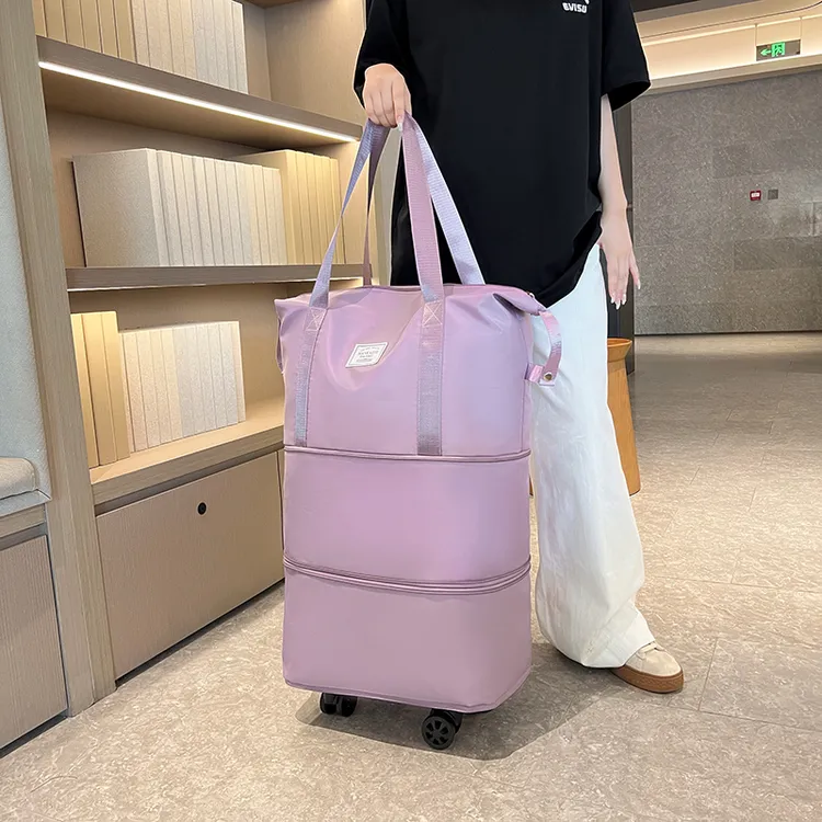 万向轮旅行包女大容量行李袋短途旅游拉杆箱收纳双层带滑轮托运包