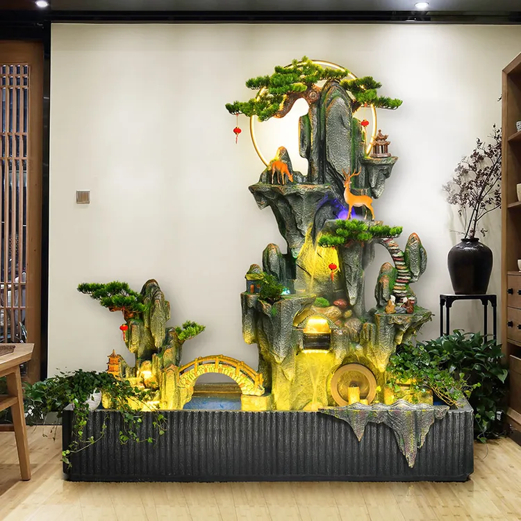 水之妙假山流水摆件庭院落地喷泉鱼池酒店大堂会所客厅开业送礼