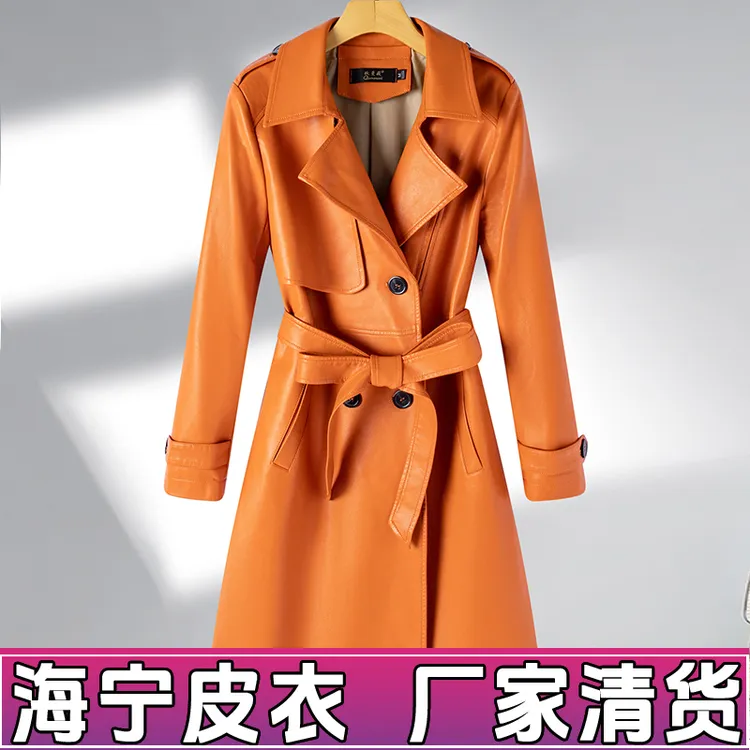 海宁皮衣女中长款韩版修身洋气气质显瘦皮风衣外套2025秋装新款潮