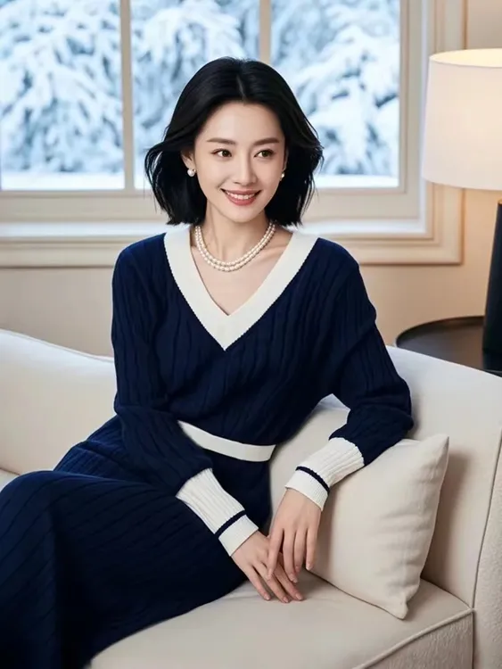SS943秋显高桔梗法式收腰显瘦小众蓝色长袖连衣裙温柔风仙女裙