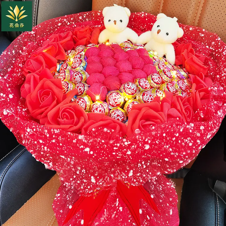 生日创意礼物糖果棒棒糖玫瑰花束成品送老婆女友闺蜜女儿生日礼物