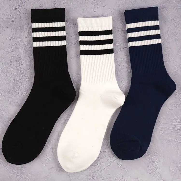纯棉鲨鱼裤搭配袜子女春秋款中高筒ins潮百搭学院风条纹学生长袜