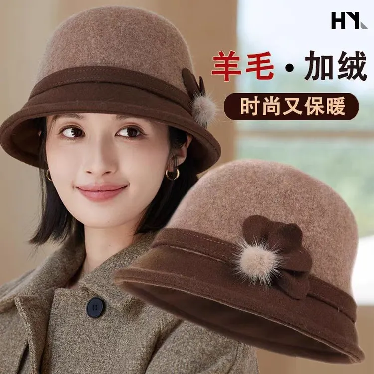 羊毛呢渔夫帽子女秋冬天保暖优雅英伦复古盆帽礼帽气质百搭韩版潮