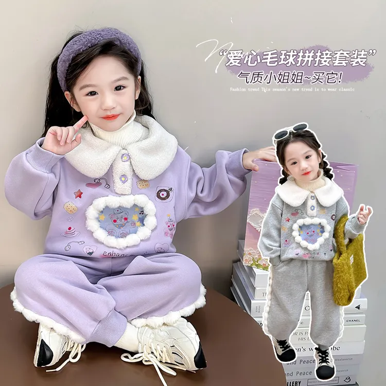 加绒童装爆款服装衣服婴儿儿童韩版秋冬卡通动漫女童中小童