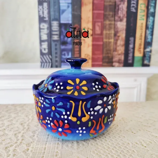 妮娜专属 阿勒玛 新疆包邮【蓝贵夫人】釉下彩欧式4.5寸带盖炖盅