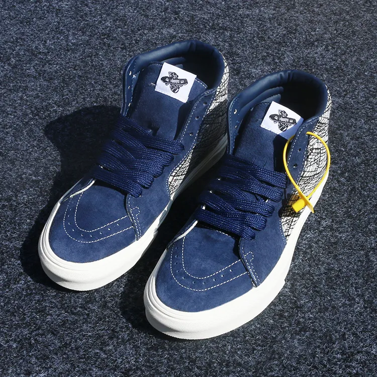 小众新款蓝色高帮帆布鞋男鞋休闲男女同款潮流情侣鞋百搭板鞋冬季