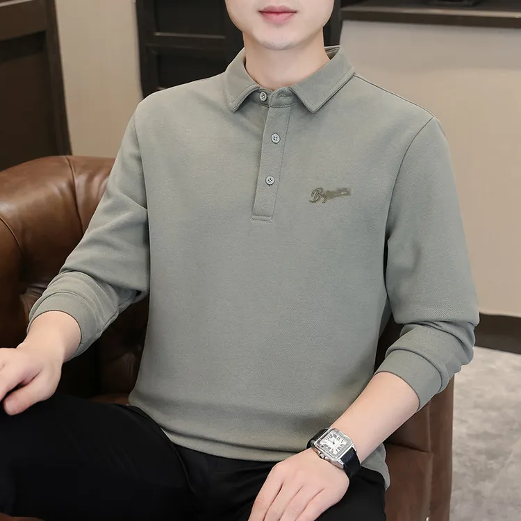 加绒加厚秋冬季POLO衫2025男装上衣新款长袖翻领男士男卫衣