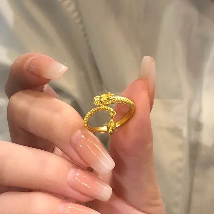 足银戒指 神龙摆尾990小神龙戒指女龙转乾坤本命年生肖龙好运招财