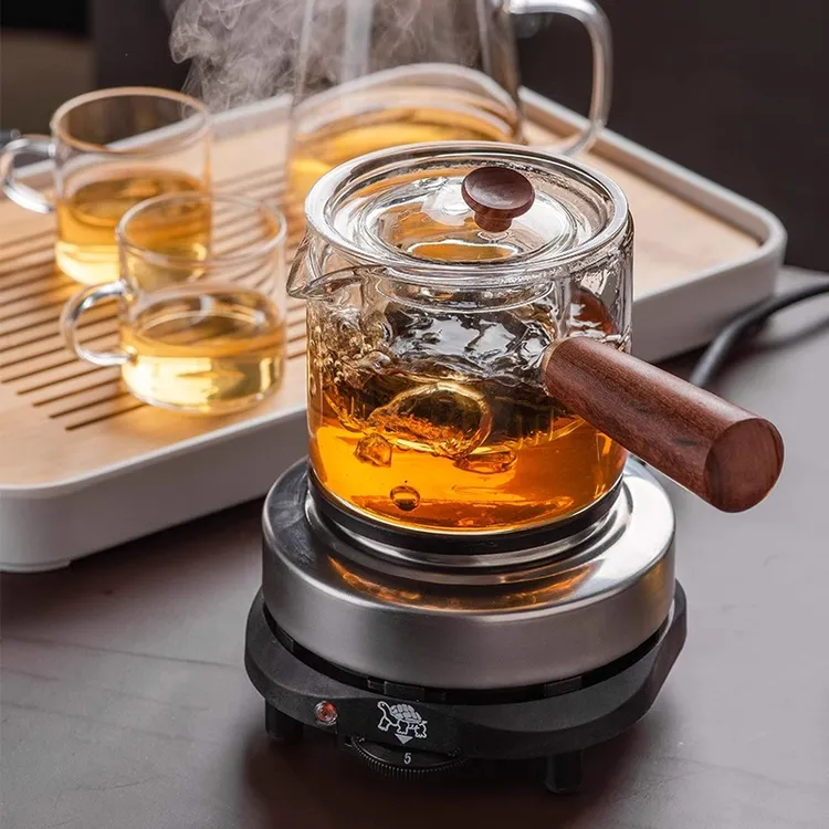 家用侧把茶壶玻璃煮茶器单壶耐高温木把过滤电陶炉泡茶壶功夫茶具