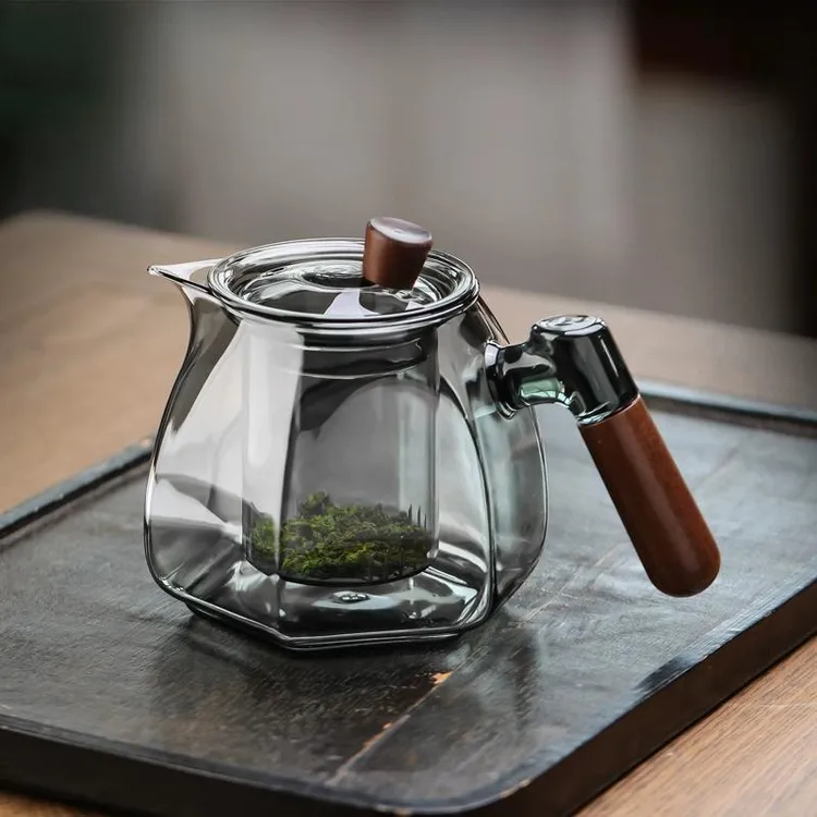 玻璃茶壶木把家用泡茶器2024新款煮茶壶茶水分离耐高温功夫茶水壶