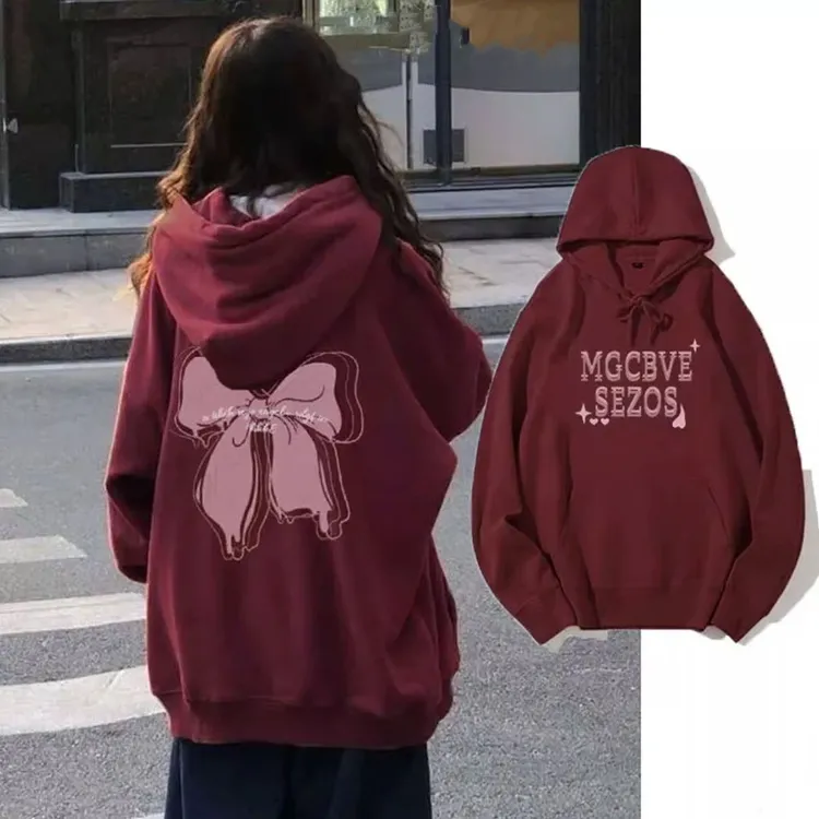 春秋款韩版休闲女童连帽卫衣宽松中大童学生秋冬季百搭慵懒风上衣