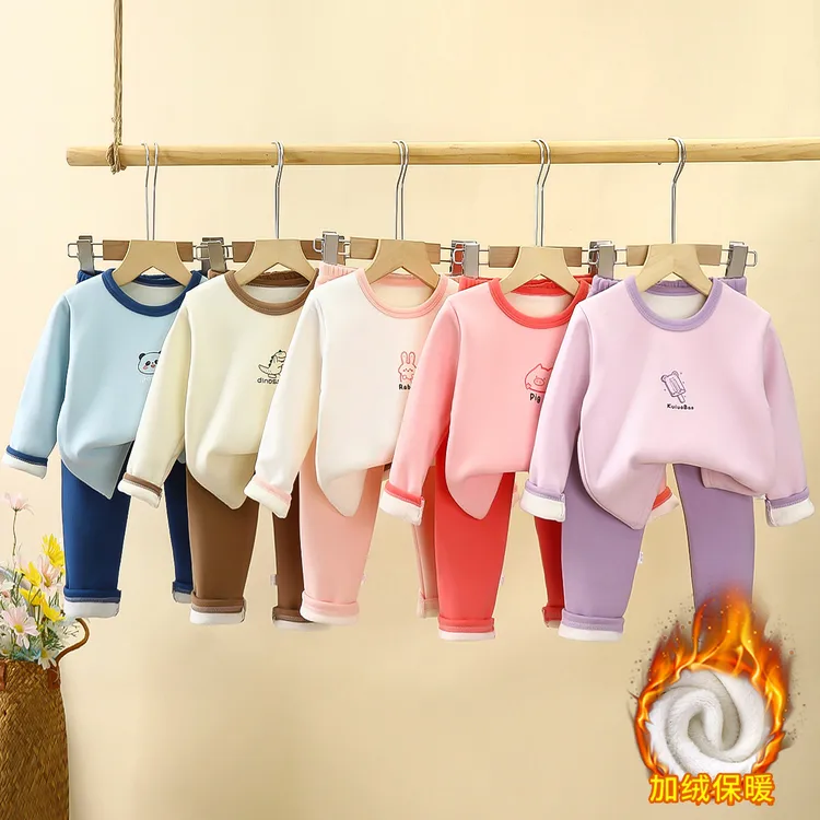 【清仓福利】加绒加厚奥粒绒保暖套装秋冬儿童女童婴儿男童加厚冬季