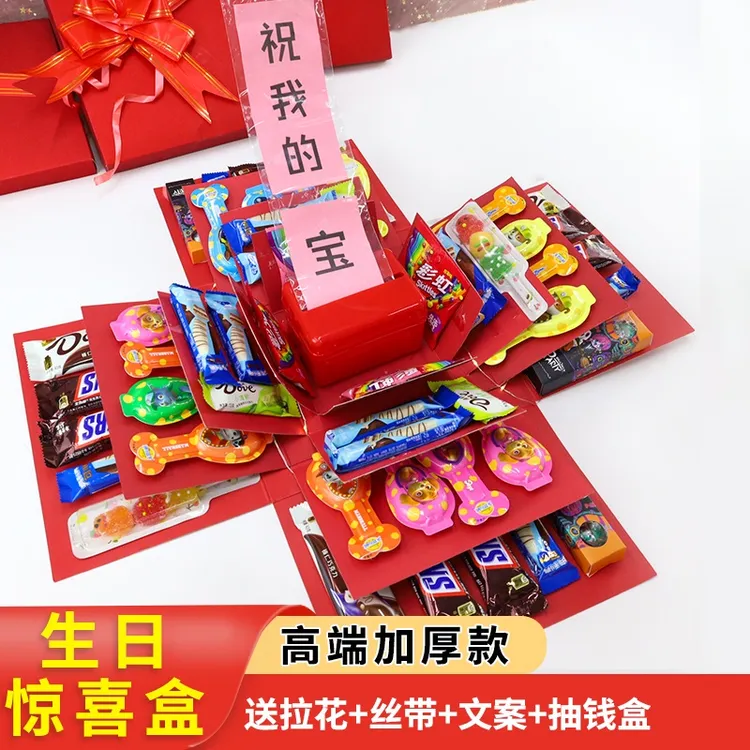 惊喜盒子礼盒生日礼盒文案抽钱盒子送宝贝女友老公六一儿童惊喜盒