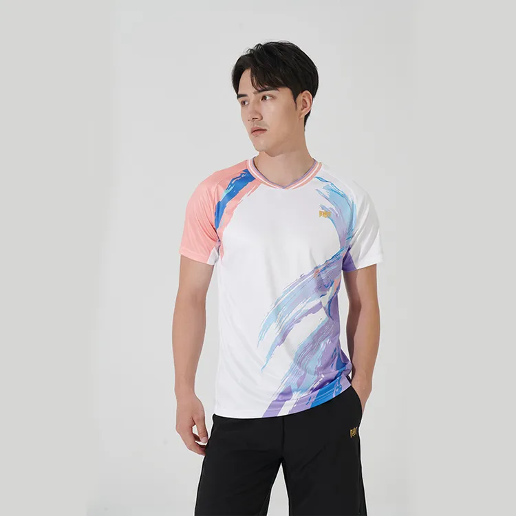 上阵2025新款羽毛球服男款短袖圆领速干透气比赛服运动羽球上衣女
