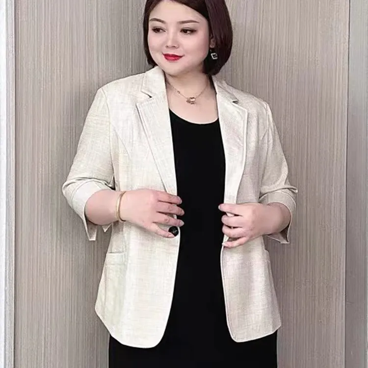 早秋薄款七分袖西装外套女新款大码女式女装宽松显瘦正肩休闲上衣