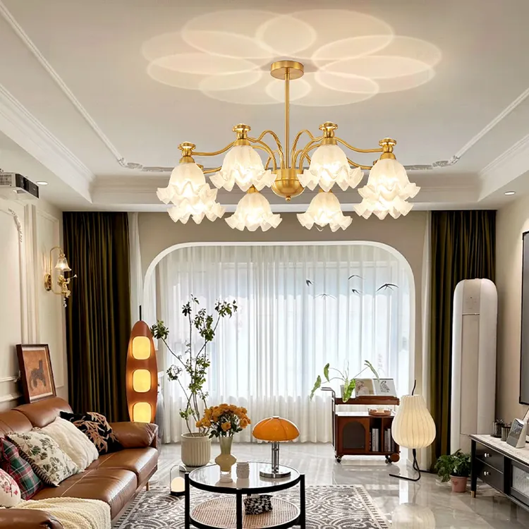 法式复古客厅灯中古风大厅主吊灯护眼大气卧室餐吊灯广东中山灯具
