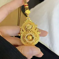 合金吊坠 精工点钻花丝人生四美镂空旋转葫芦吊坠