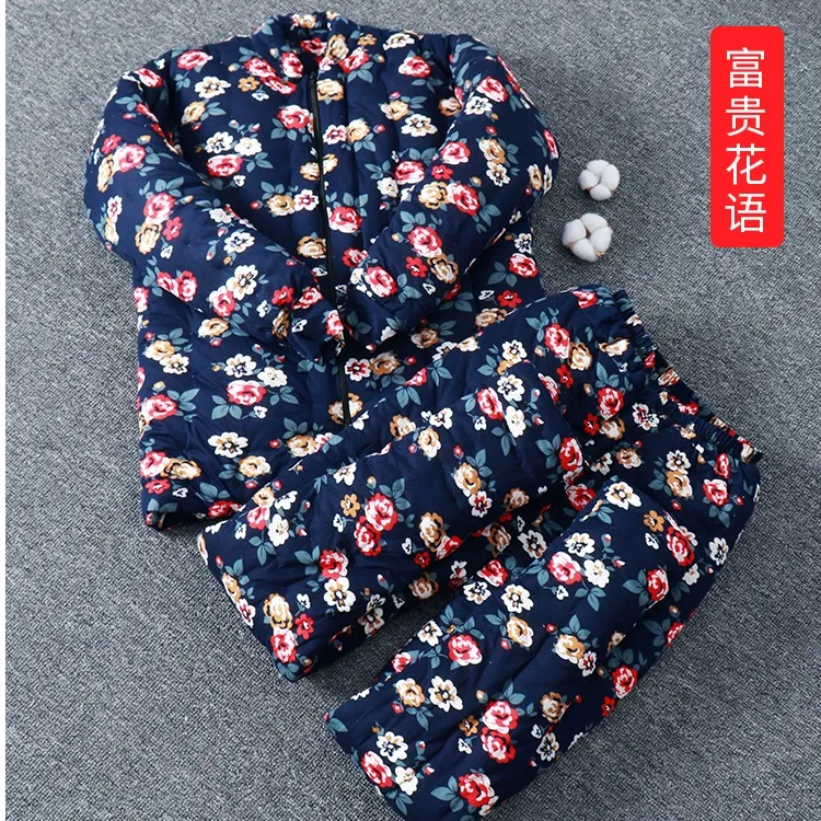 女士加厚花棉袄棉裤套装妈妈奶奶过冬纯棉花手工棉衣秋冬保暖必备