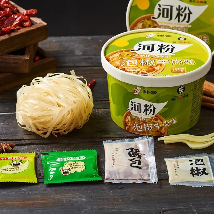神宫河粉非油炸广东泡椒牛肉味速食懒人方便面泡面笋0g