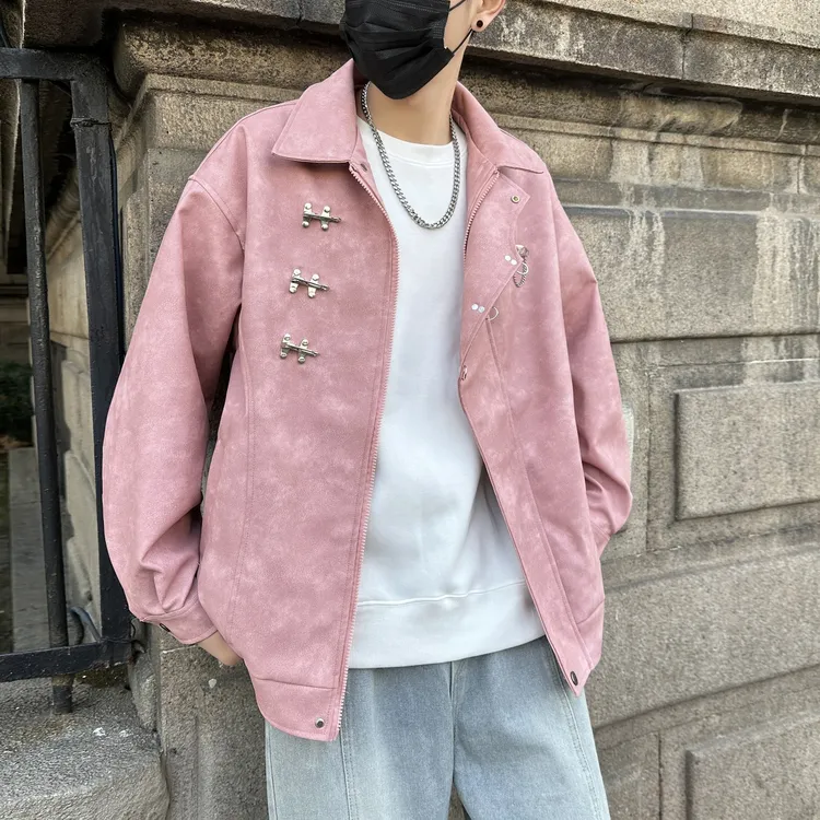 美式雪花皮夹克韩版潮流机车服秋季男装男款防风情侣休闲外套