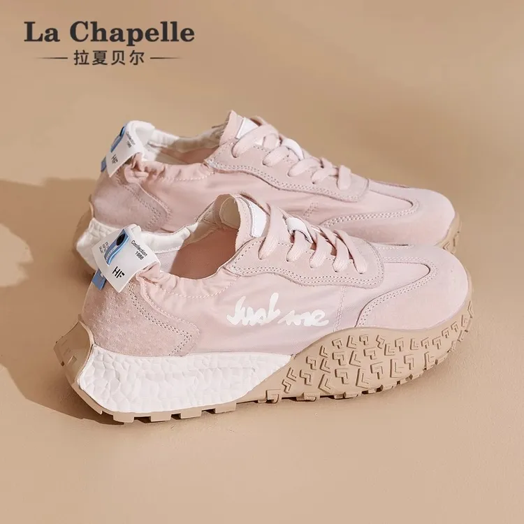 拉夏贝尔德训鞋女款2024新款夏季薄款轻便休闲百搭厚底透气运动鞋