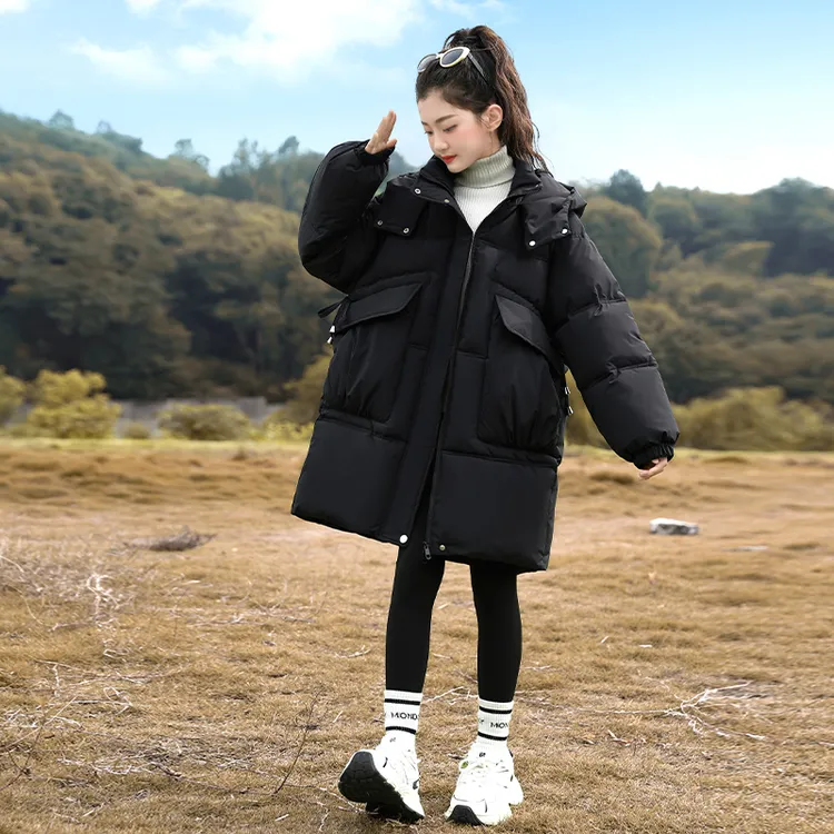 女大童棉服2025新款儿童洋气冬季加厚棉袄女童冬款中长款棉衣外套