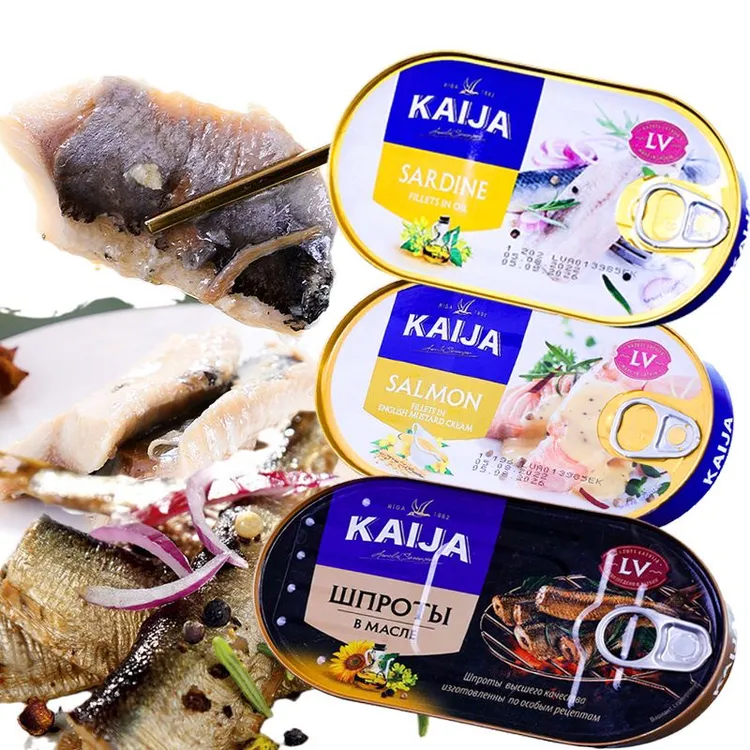 【发三盒】拉脱维亚原装进口KAIJA牌油浸沙丁鱼罐头170g/盒即食