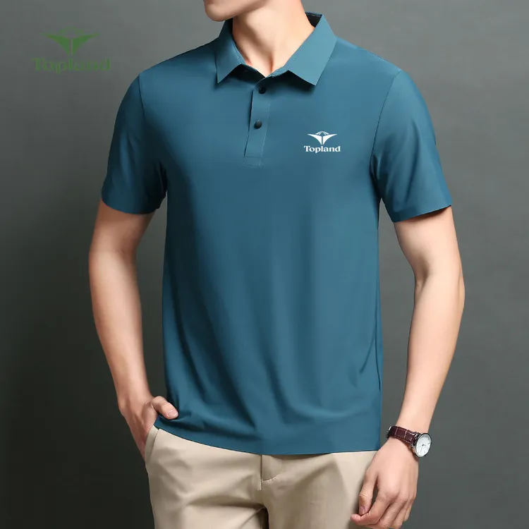 天坡伦冰丝短袖POLO衫男士夏季透气宽松大码翻领休闲t恤高档商务