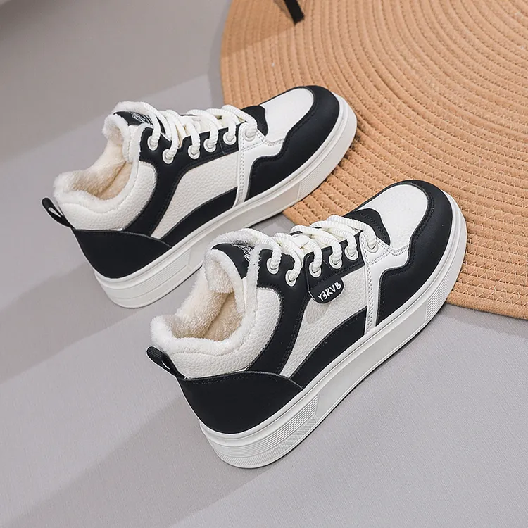 高帮加绒女鞋2025新款爆款平底百搭保暖运动小白鞋学生冬季棉鞋潮