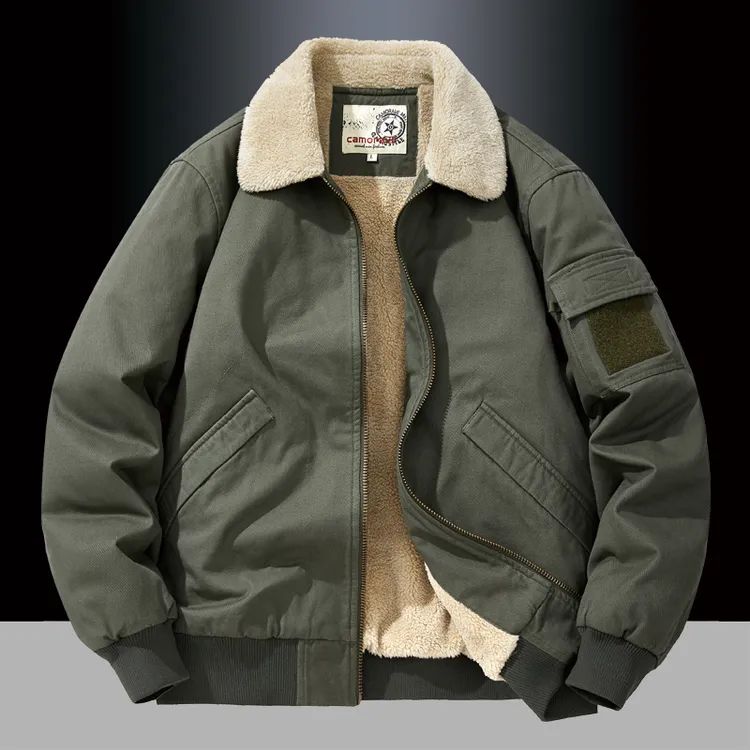 棉衣外套男士秋冬季款加绒加厚保暖棉服美式工装复古飞行员厚夹克