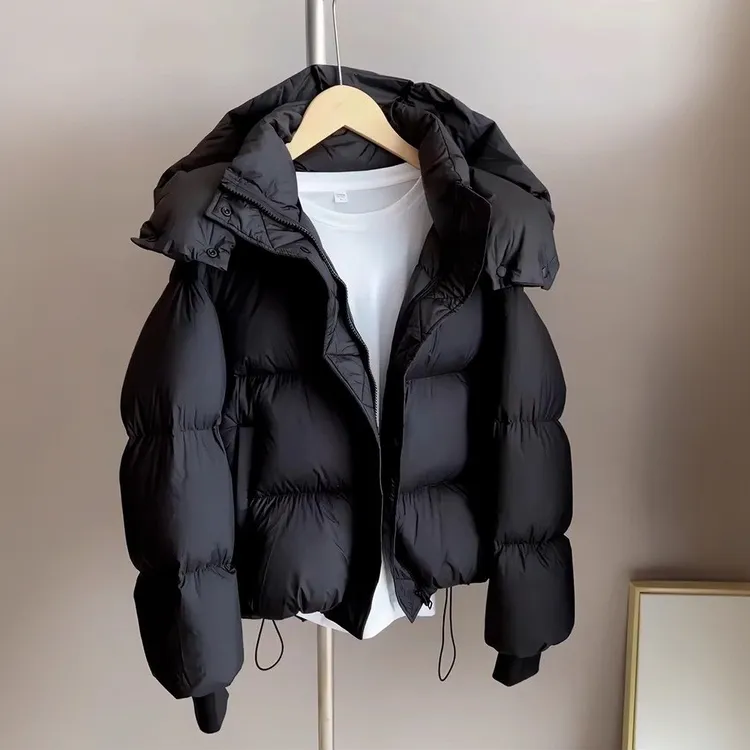 羽绒棉服女2025新款短款连帽加厚棉衣面包服外套宽松冬季棉袄