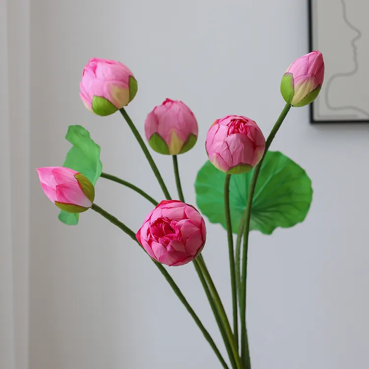 新中式荷花仿真花莲花假花莲叶莲蓬摆件客厅插花瓶高级感逼真道具