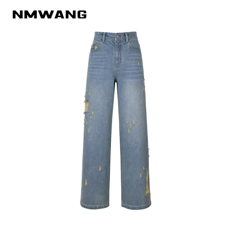 【可可专享】NMWANG牛魔王XH4C094怀旧破洞阔腿裤