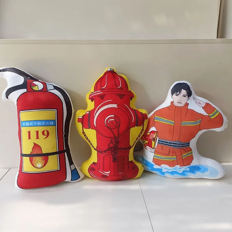超萌消防员抱枕毛绒玩具仿真灭火器消防栓玩偶儿童益智玩具礼物男