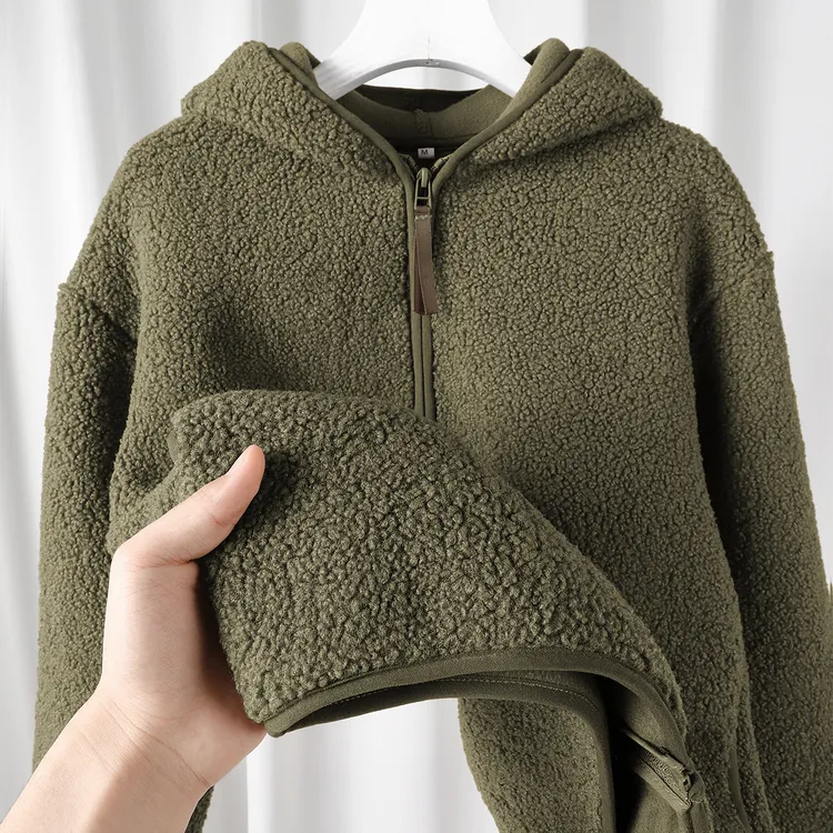 少见的色调！浅褐色！摇粒绒保暖外套女冬季新款加绒加厚开衫卫衣韩